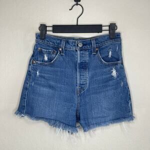 Levi’s Ribcage Shorts Womens Denim Cutoff High Rise Shorts Button Fly - Size 26